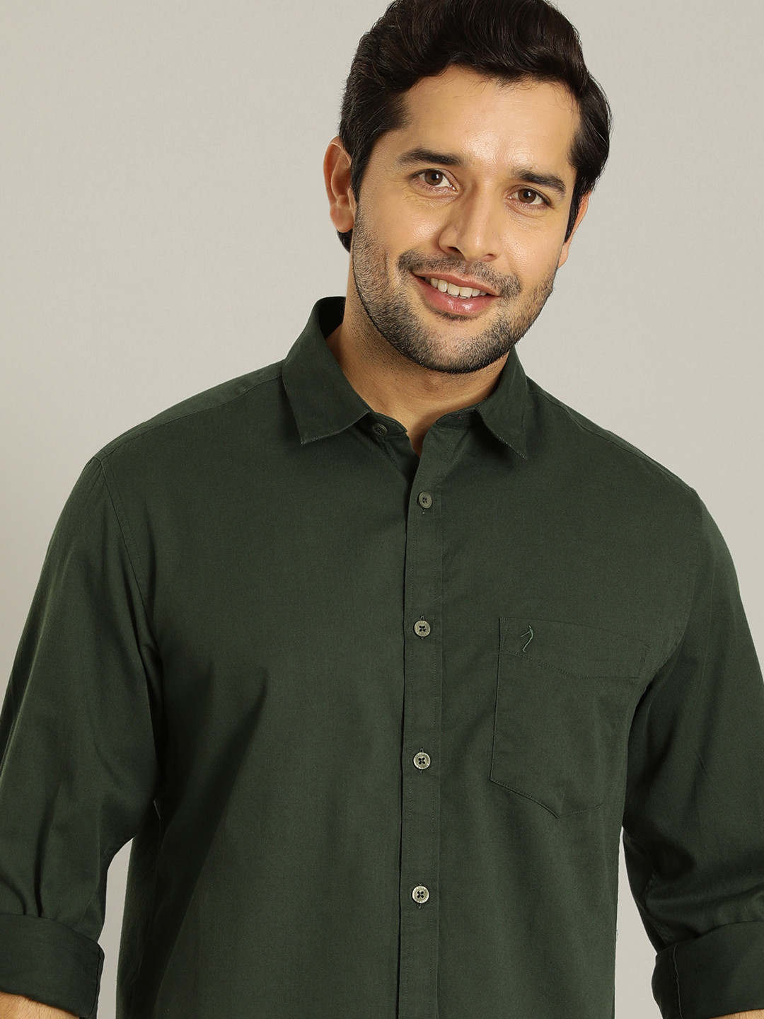 

Indian Terrain Pure Cotton Casual Shirt, Green