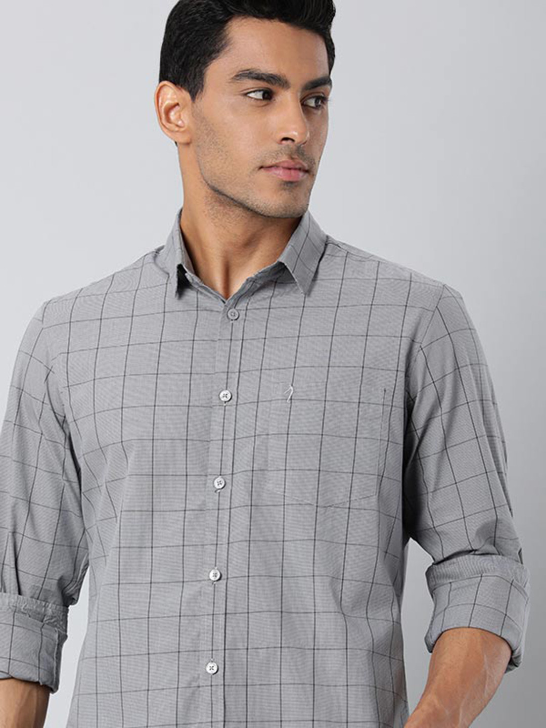 

Indian Terrain Windowpane Checked Casual Shirt, Grey