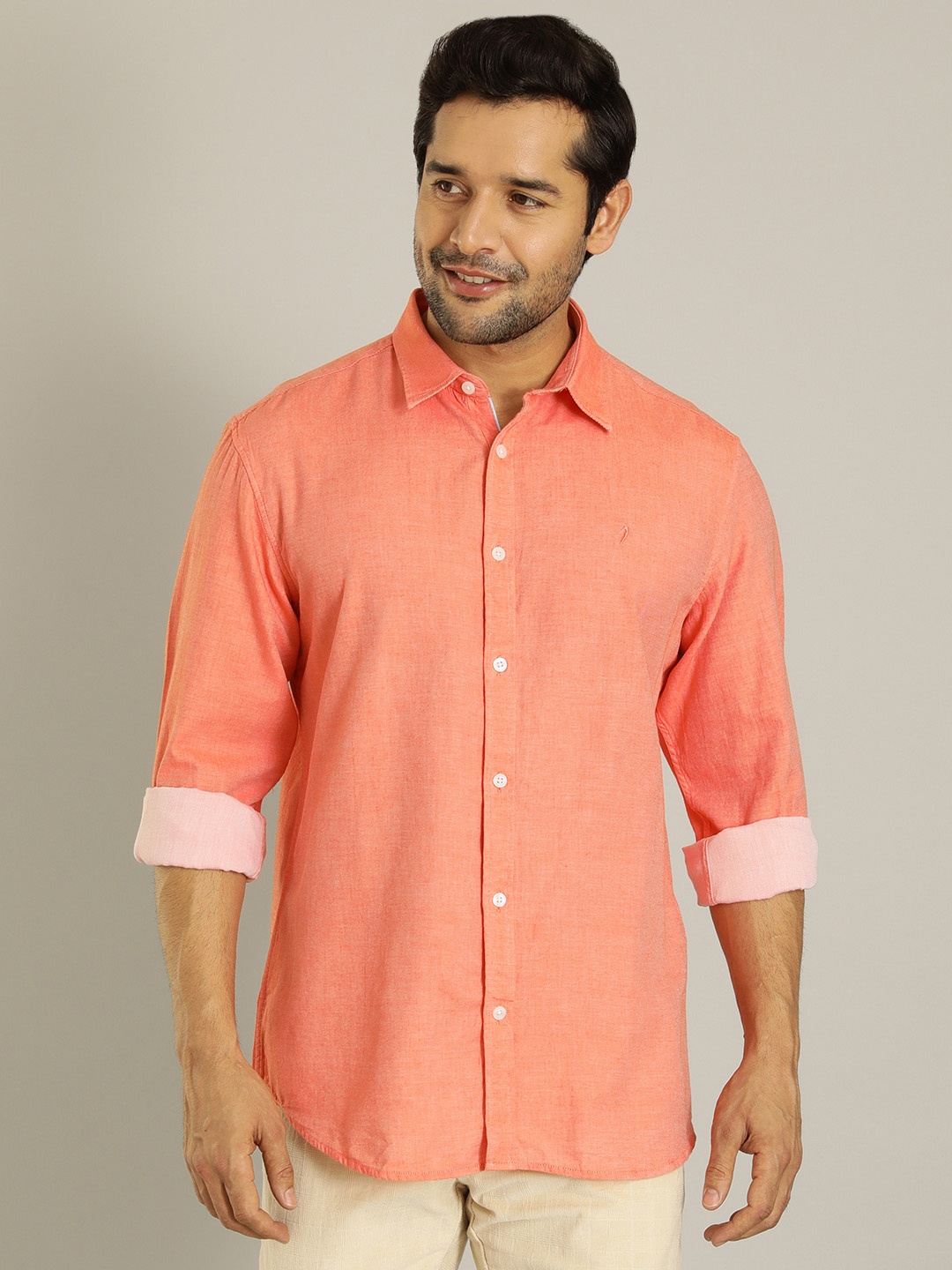 

Indian Terrain Pure Cotton Casual Shirt, Coral