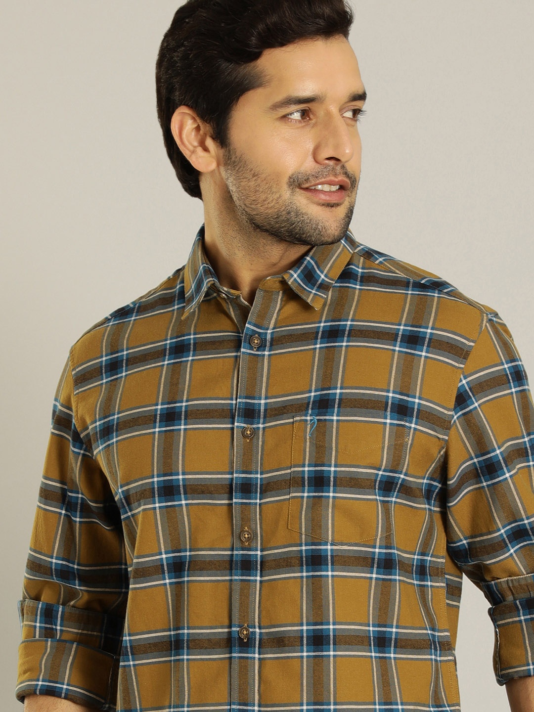 

Indian Terrain Tartan Checked Pure Coton Casual Shirt, Yellow