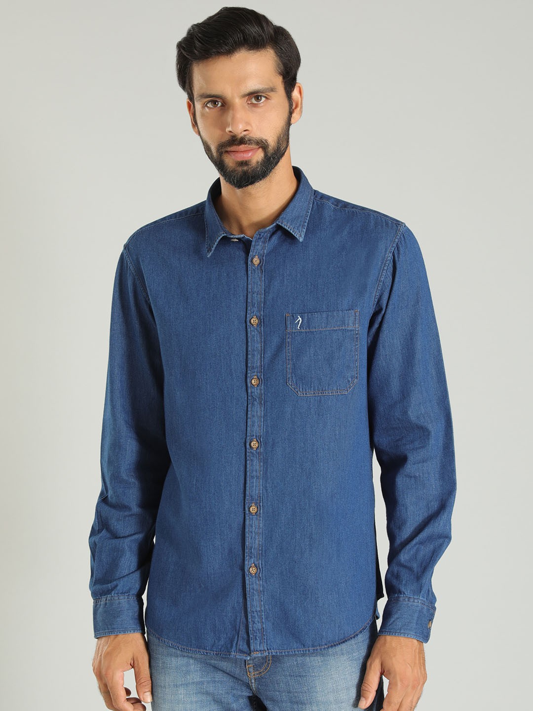 

Indian Terrain Pure Cotton Casual Shirt, Blue