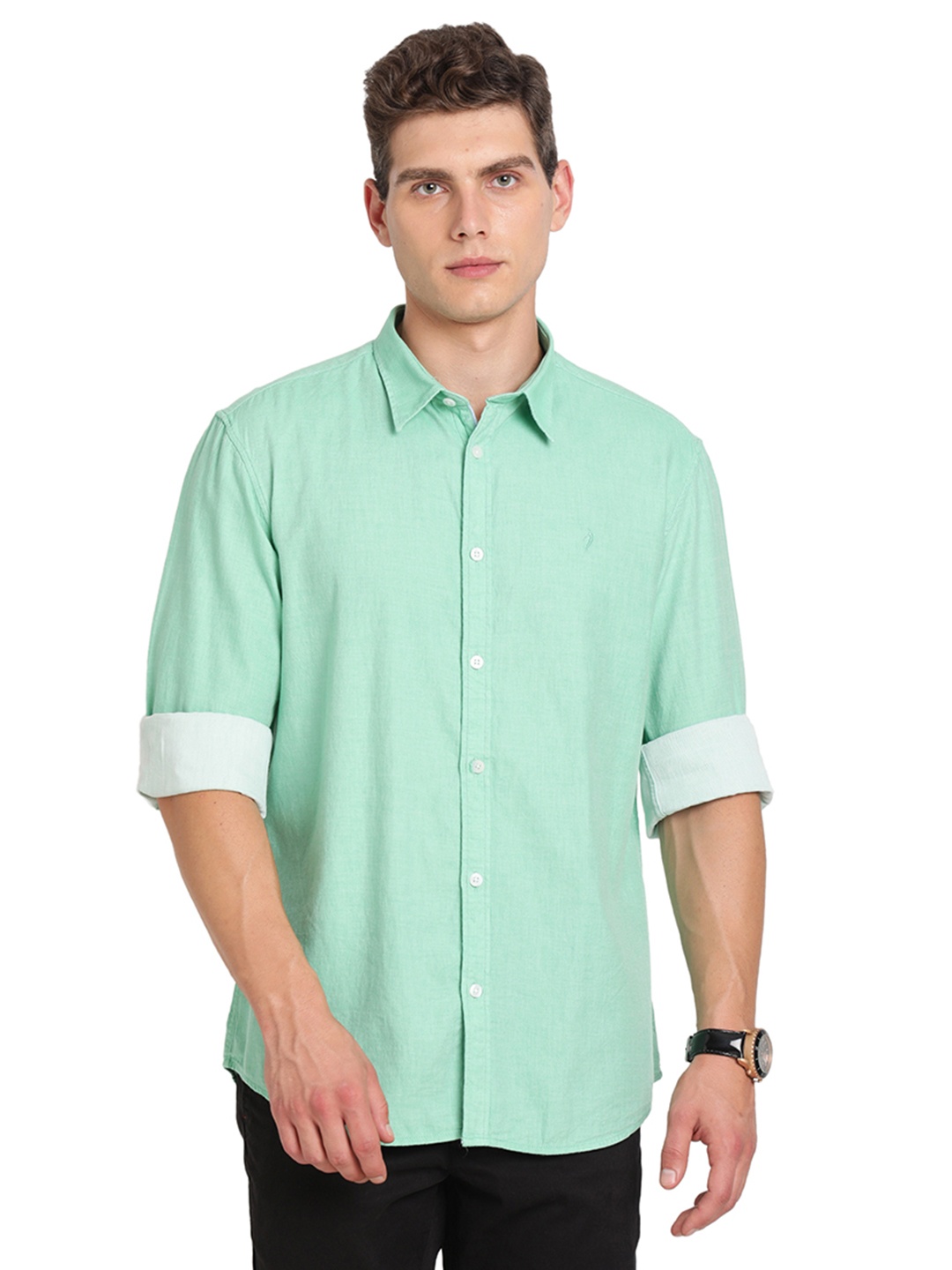 

Indian Terrain Pure Cotton Casual Shirt, Green