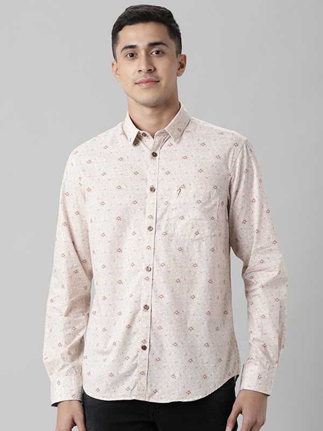 

Indian Terrain Floral Printed Pure Cotton Casual Shirt, Khaki
