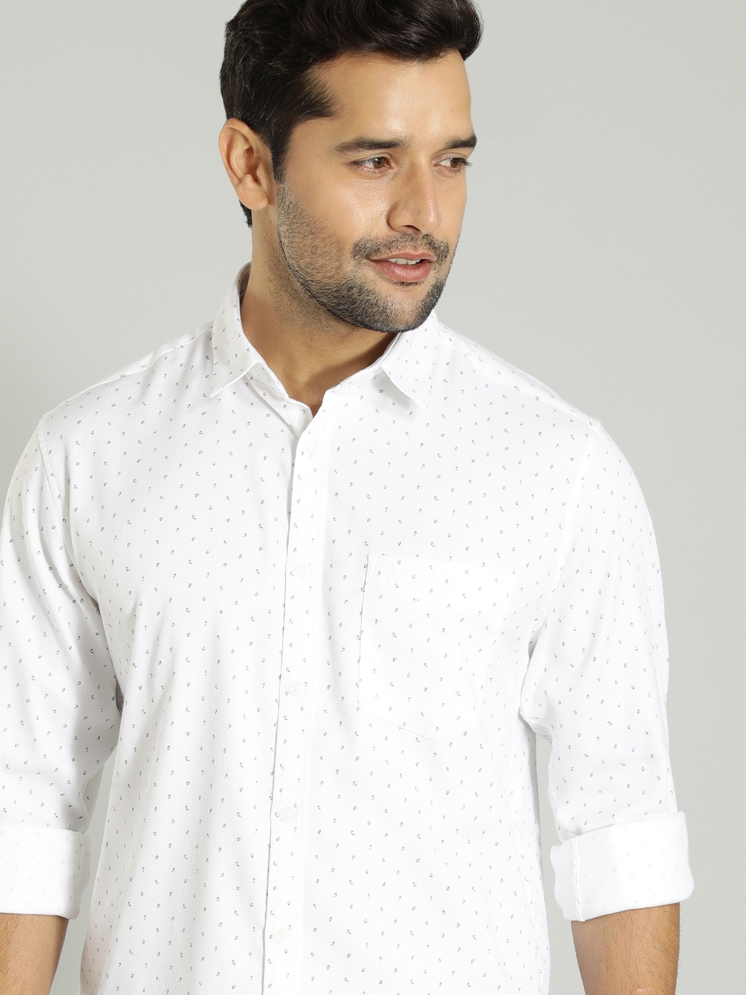 

Indian Terrain Micro Ditsy Printed Pure Cotton Casual Shirt, White