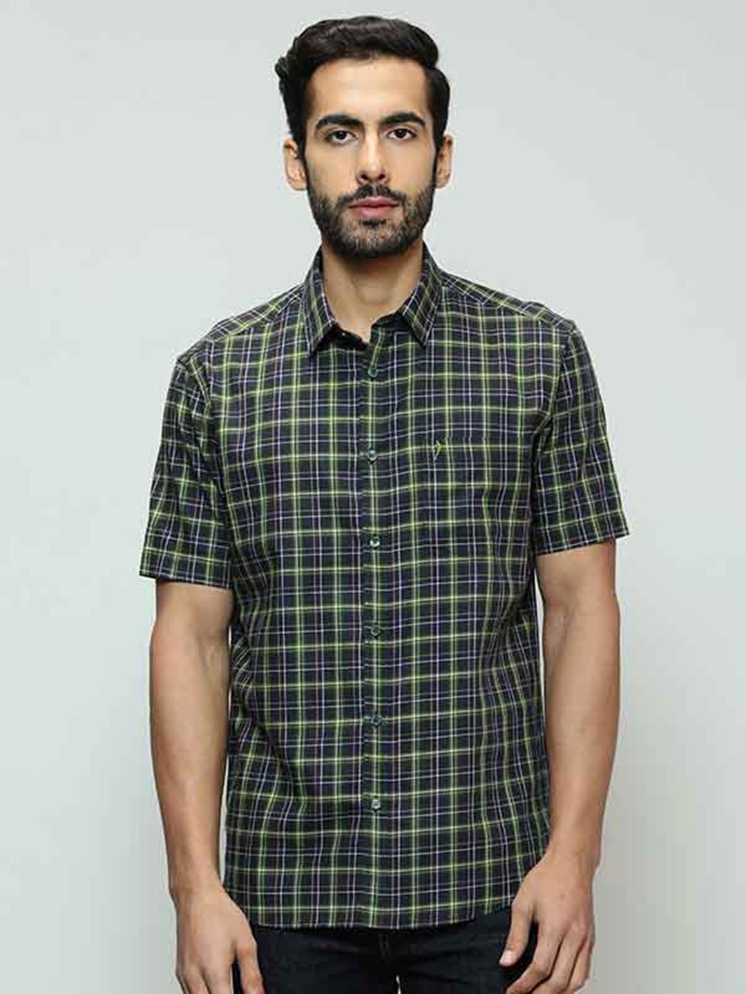 

Indian Terrain Tartan Checks Pure Cotton Casual Shirt, Green