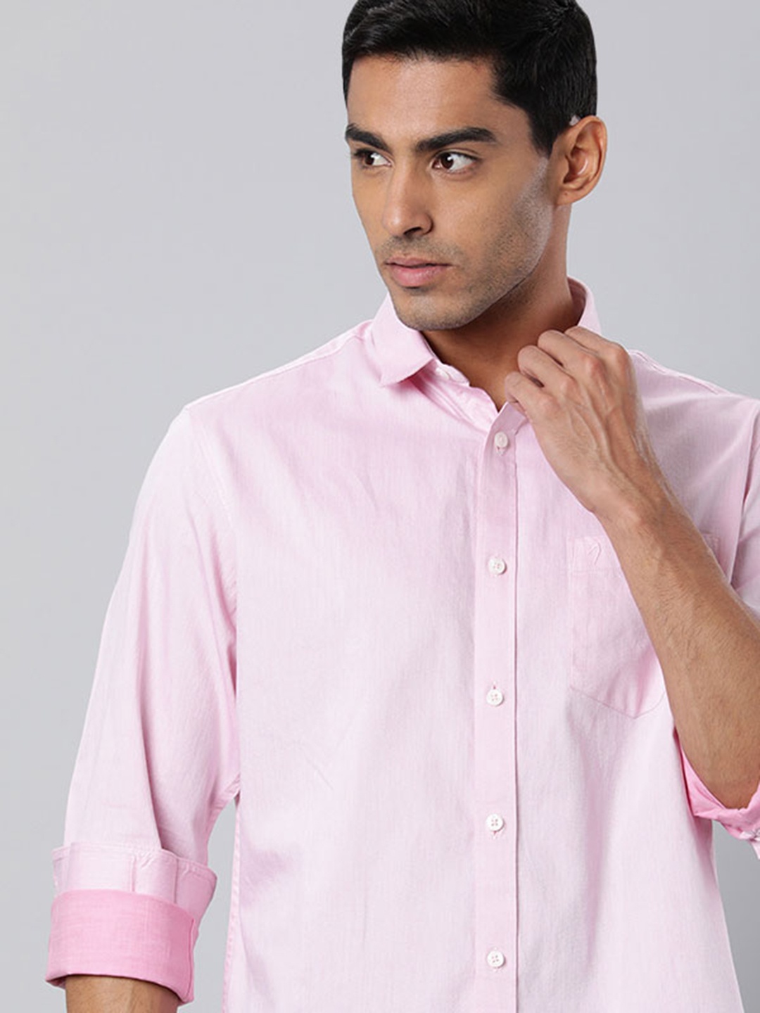 

Indian Terrain Spread Collar Pure Cotton Casual Shirt, Pink