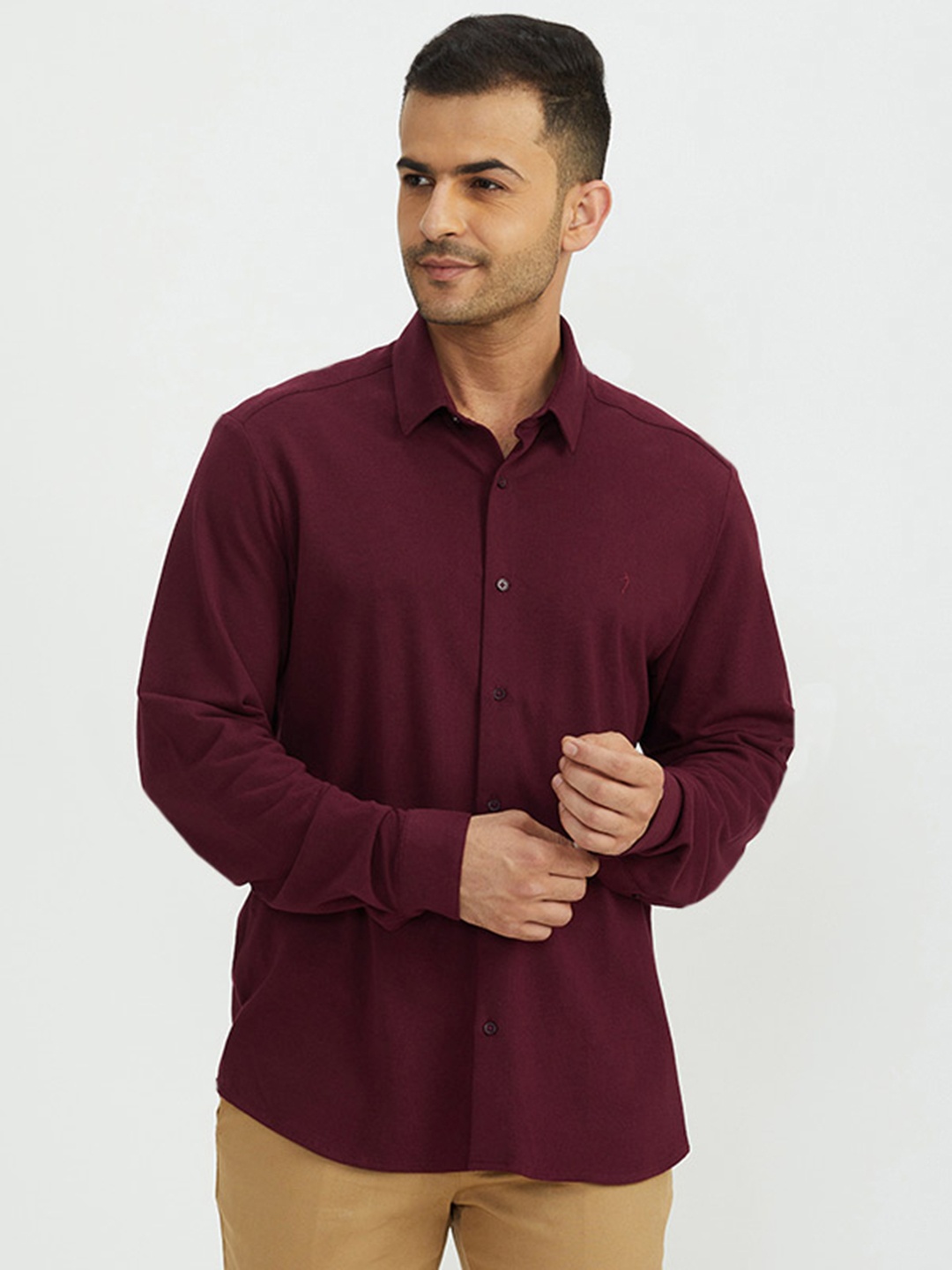 

Indian Terrain Spread Collar Pure Cotton Casual Shirt, Purple