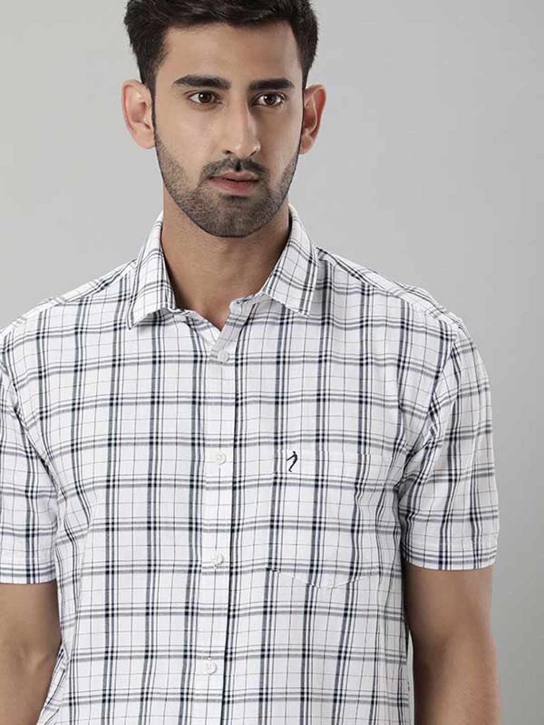 

Indian Terrain Tartan Checks Spread Collar Cotton Casual Shirt, White