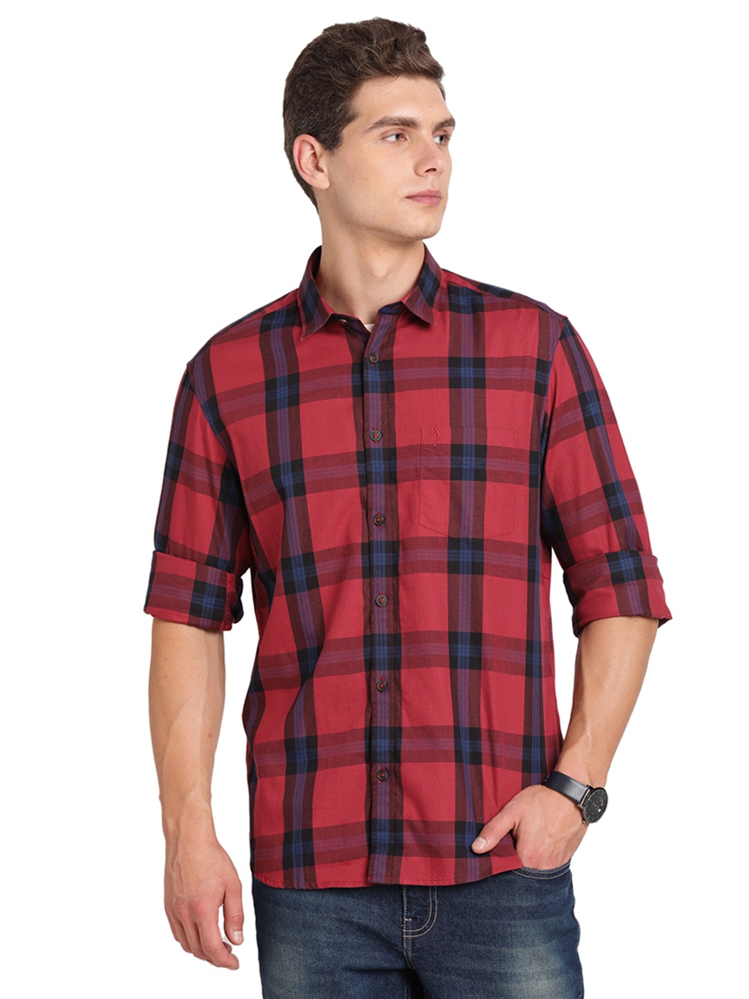 

Indian Terrain Tartan Checked Pure Cotton Casual Shirt, Maroon