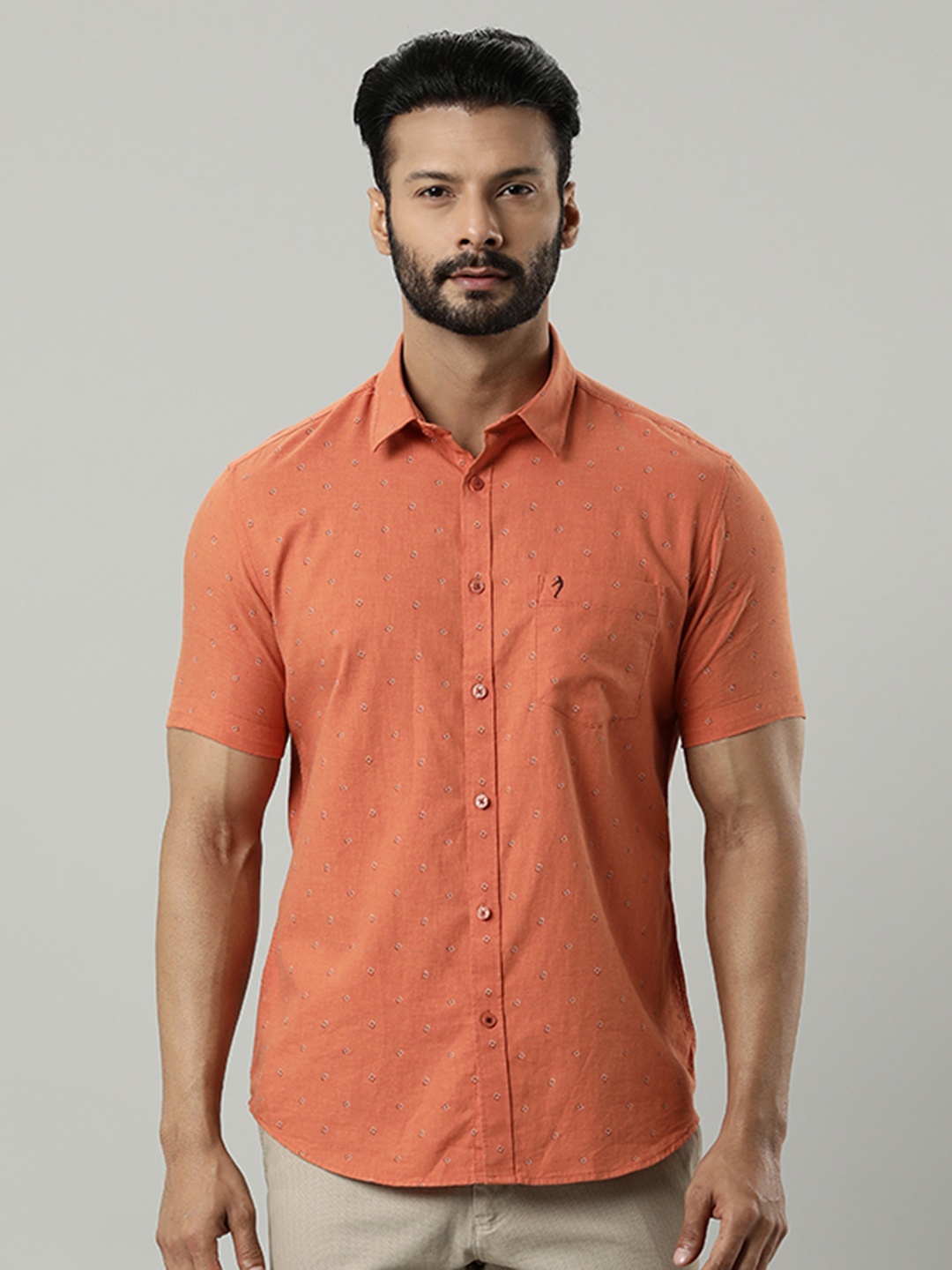 

Indian Terrain Spread Collar Pure Cotton Casual Shirt, Rust