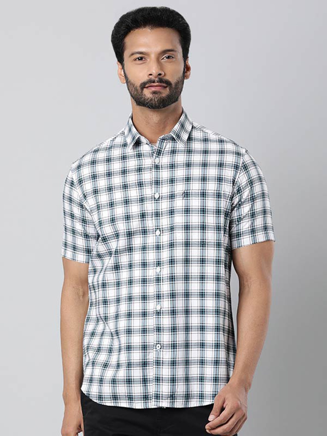 

Indian Terrain Tartan Checked Pure Cotton Casual Shirt, White