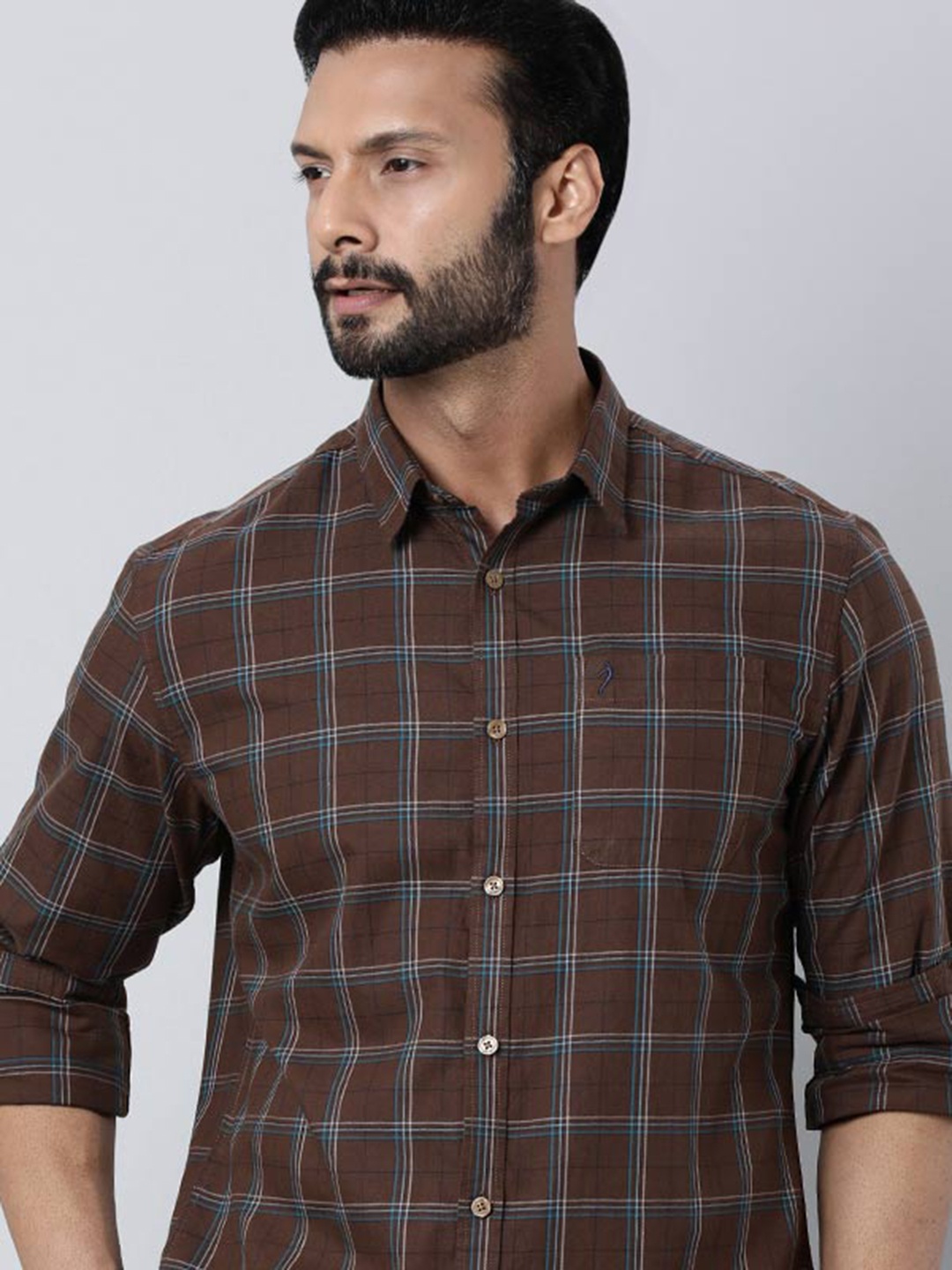 

Indian Terrain Checked Pure Cotton Casual Shirt, Brown