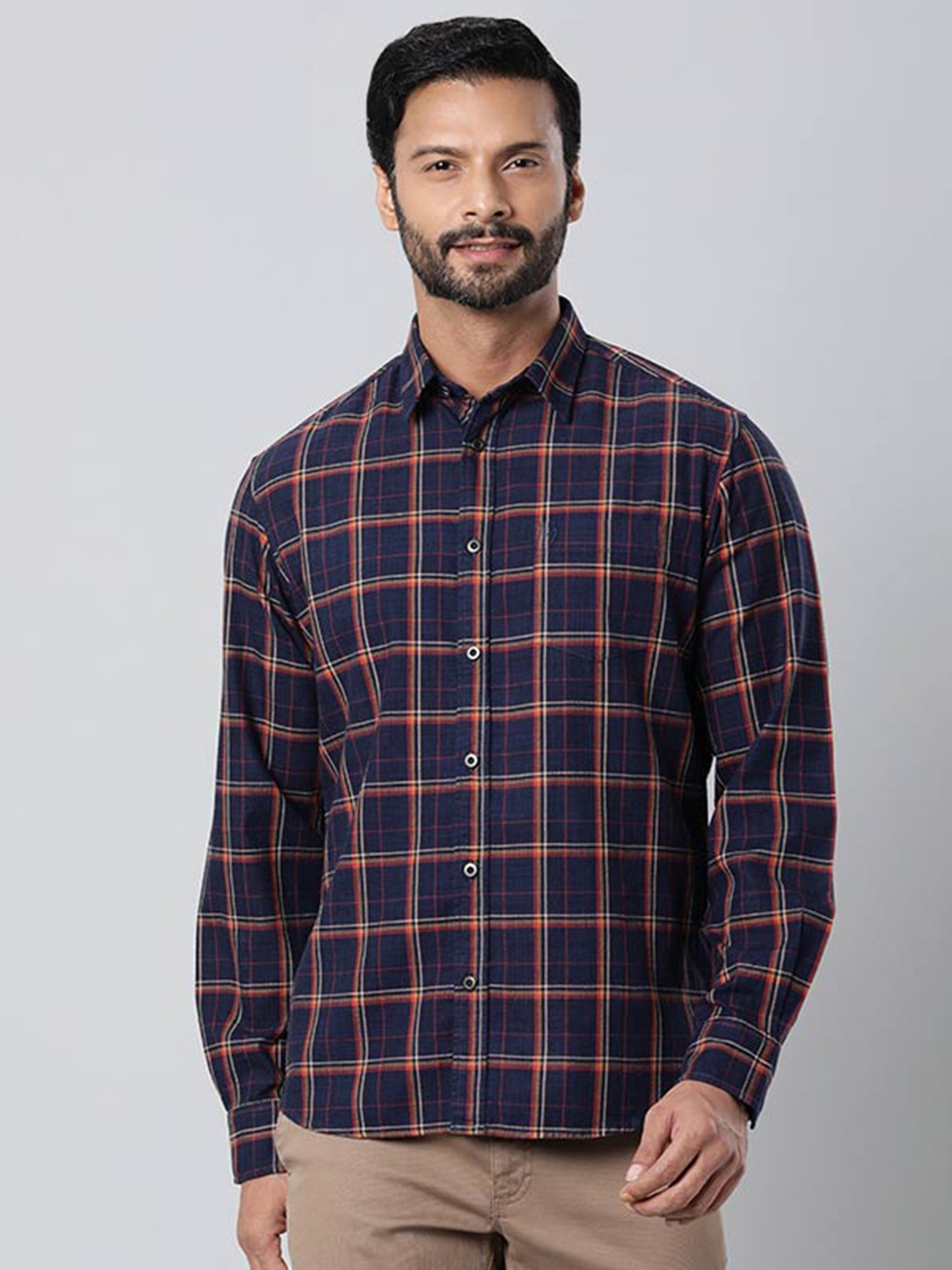 

Indian Terrain Tartan Checked Casual Shirt, Navy blue