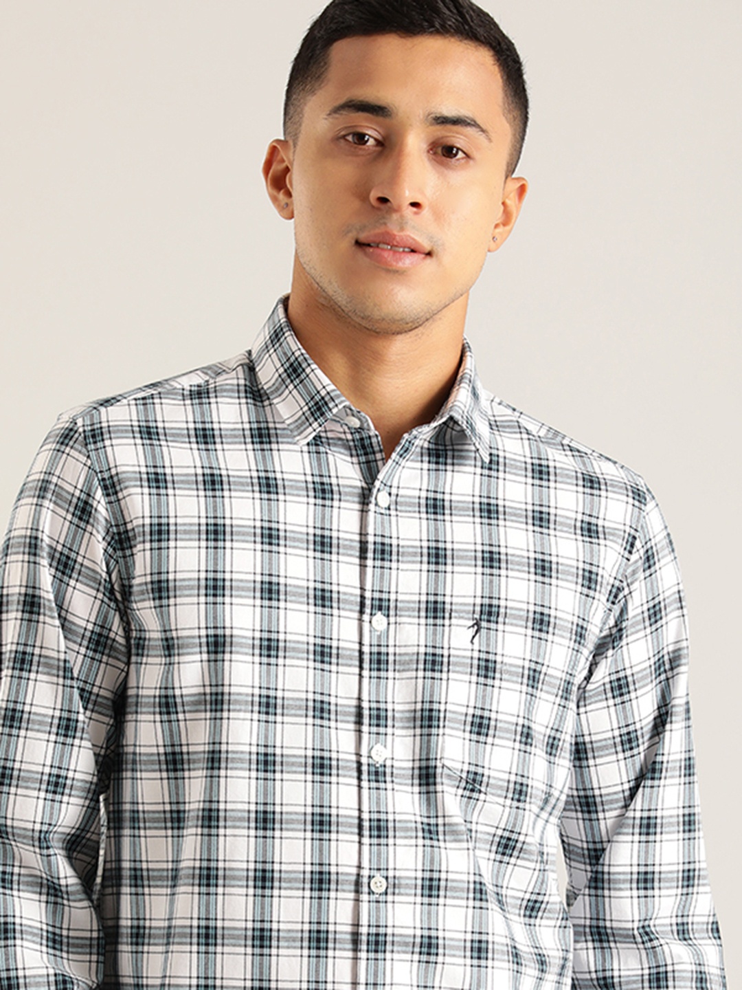 

Indian Terrain Tartan Checked Pure Cotton Casual Shirt, White