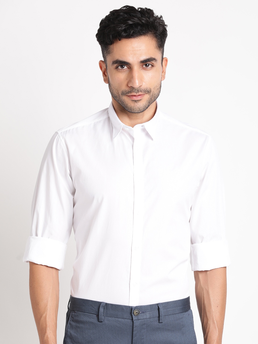 

Indian Terrain Spread Collar Pure Cotton Casual Shirt, White