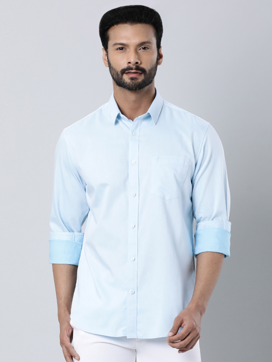 

Indian Terrain Spread Collar Pure Cotton Casual Shirt, Blue