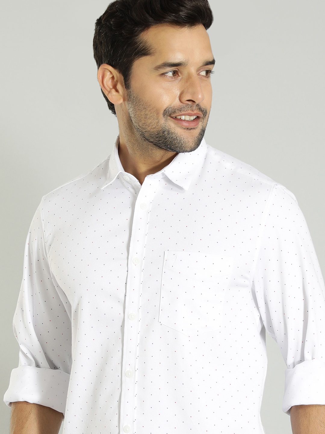 

Indian Terrain Micro Ditsy Printed Pure Cotton Casual Shirt, White