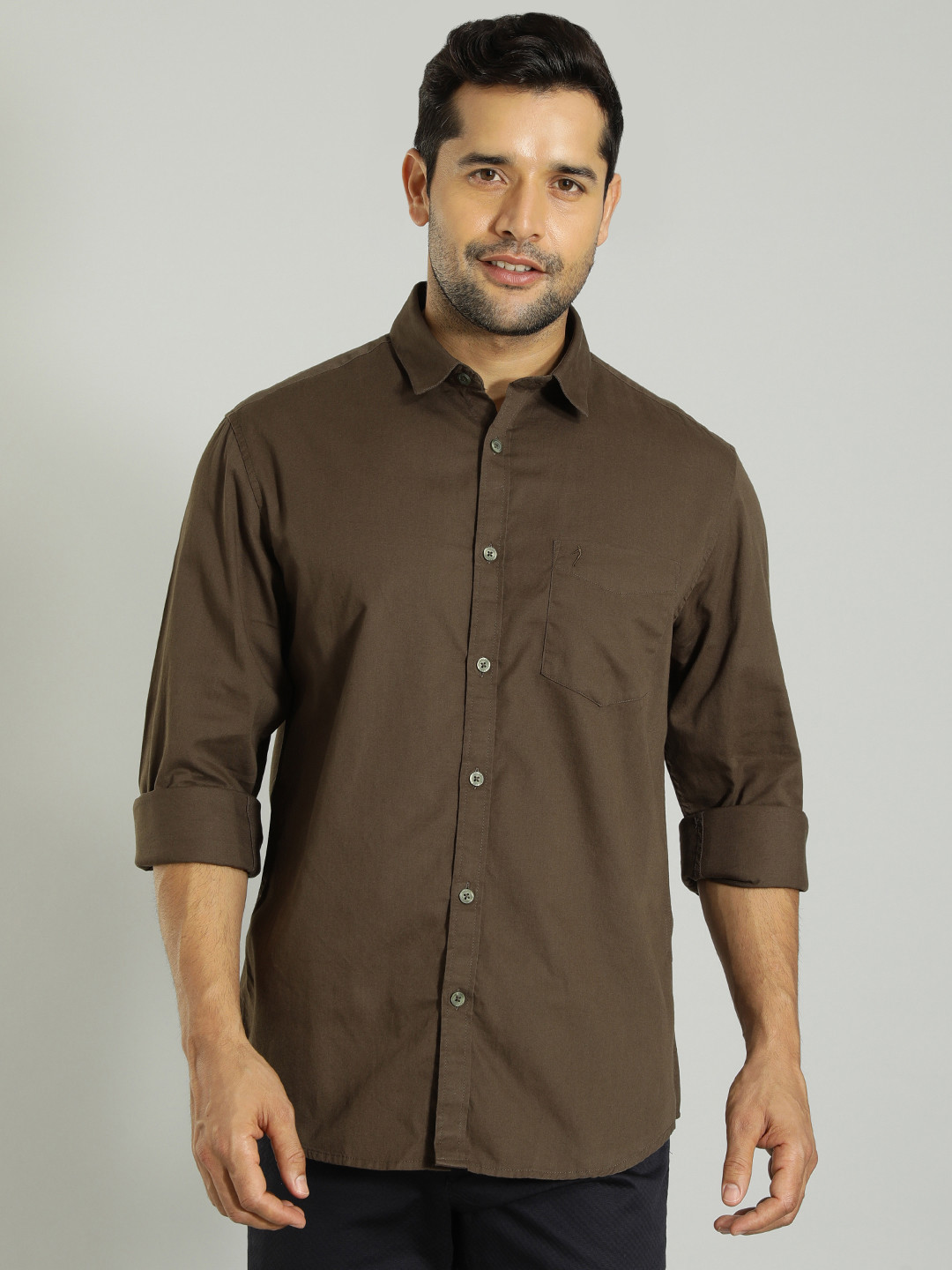 

Indian Terrain Pure Cotton Casual Shirt, Olive