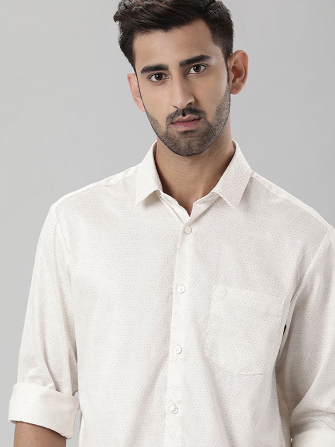 

Indian Terrain Micro Ditsy Printed Pure Cotton Casual Shirt, White