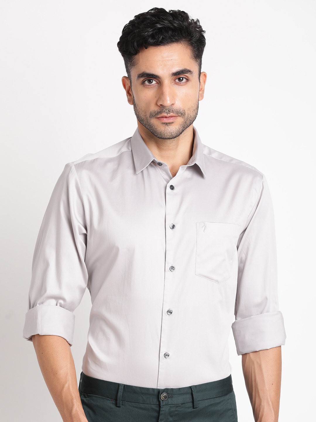 

Indian Terrain Spread Collar Cotton Shirt, Grey