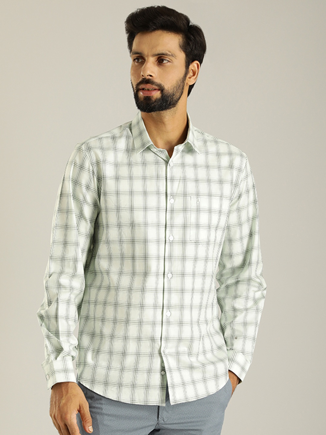 

Indian Terrain Checked Cotton Shirt, Green