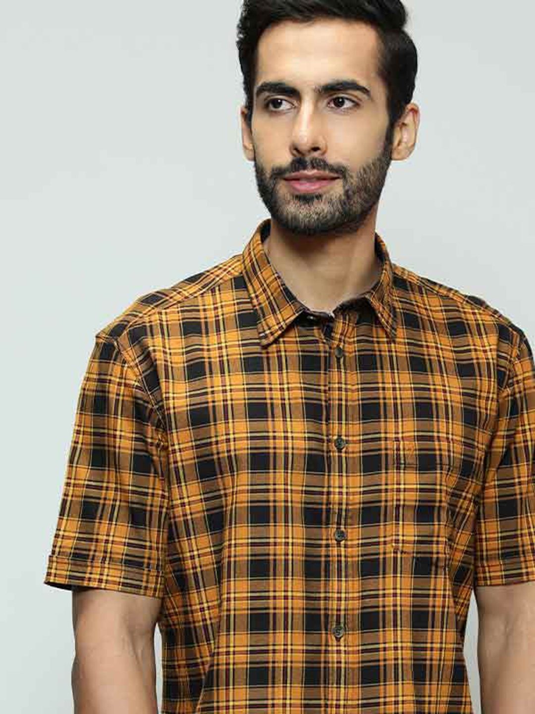 

Indian Terrain Tartan Checked Cotton Shirt, Orange