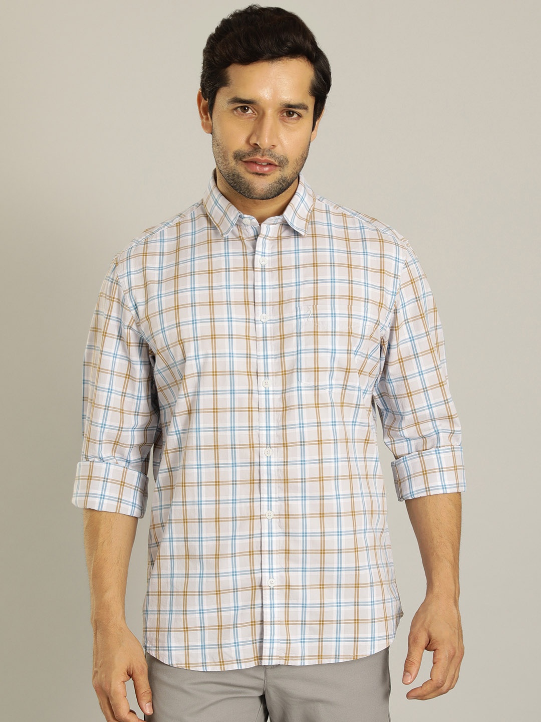 

Indian Terrain Tartan Checked Cotton Shirt, Blue