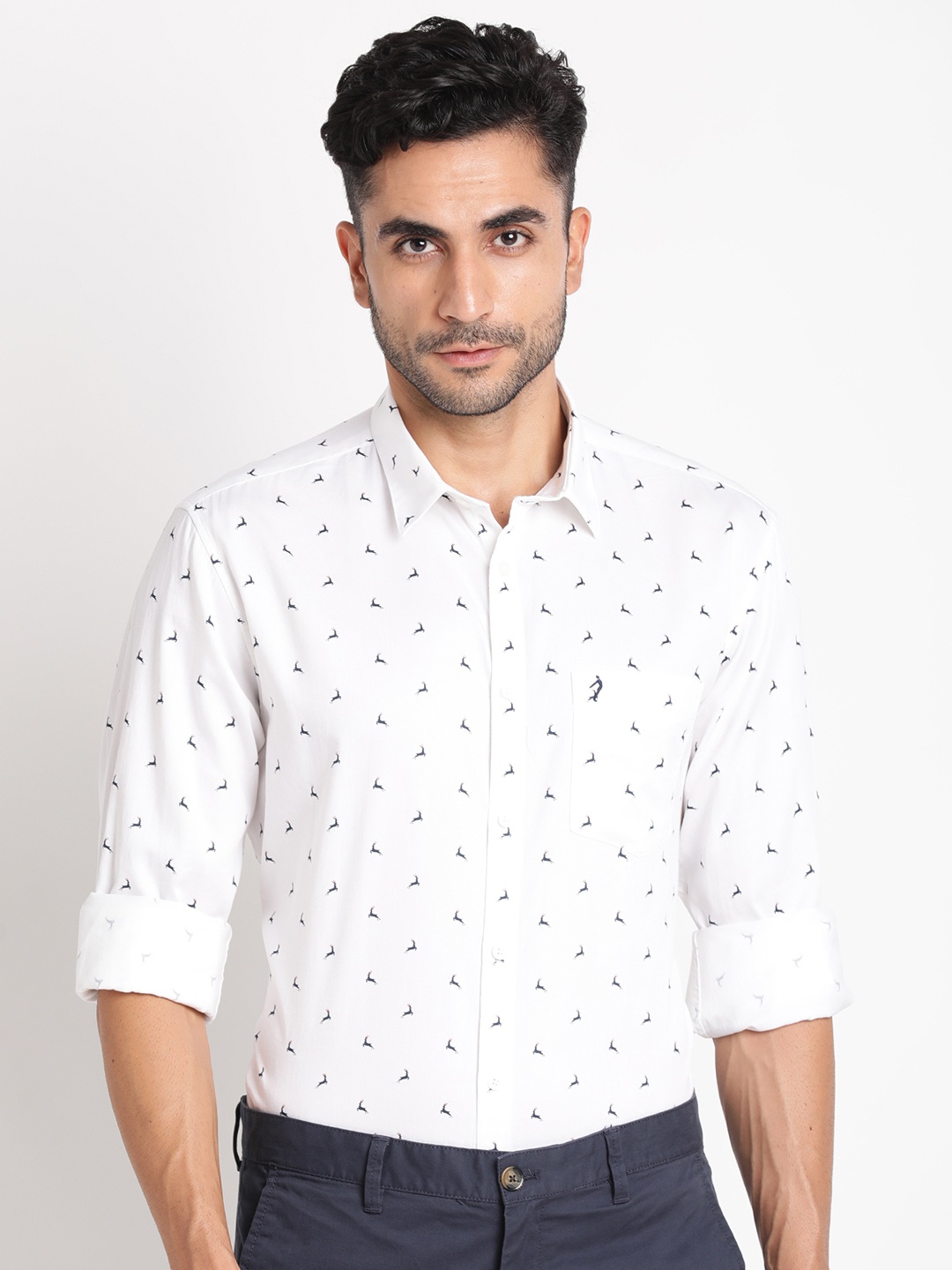

Indian Terrain Conversational Printed Cotton Shirt, White