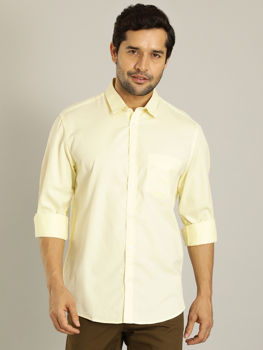 

Indian Terrain Spread Collar Pure Cotton Shirt, Yellow