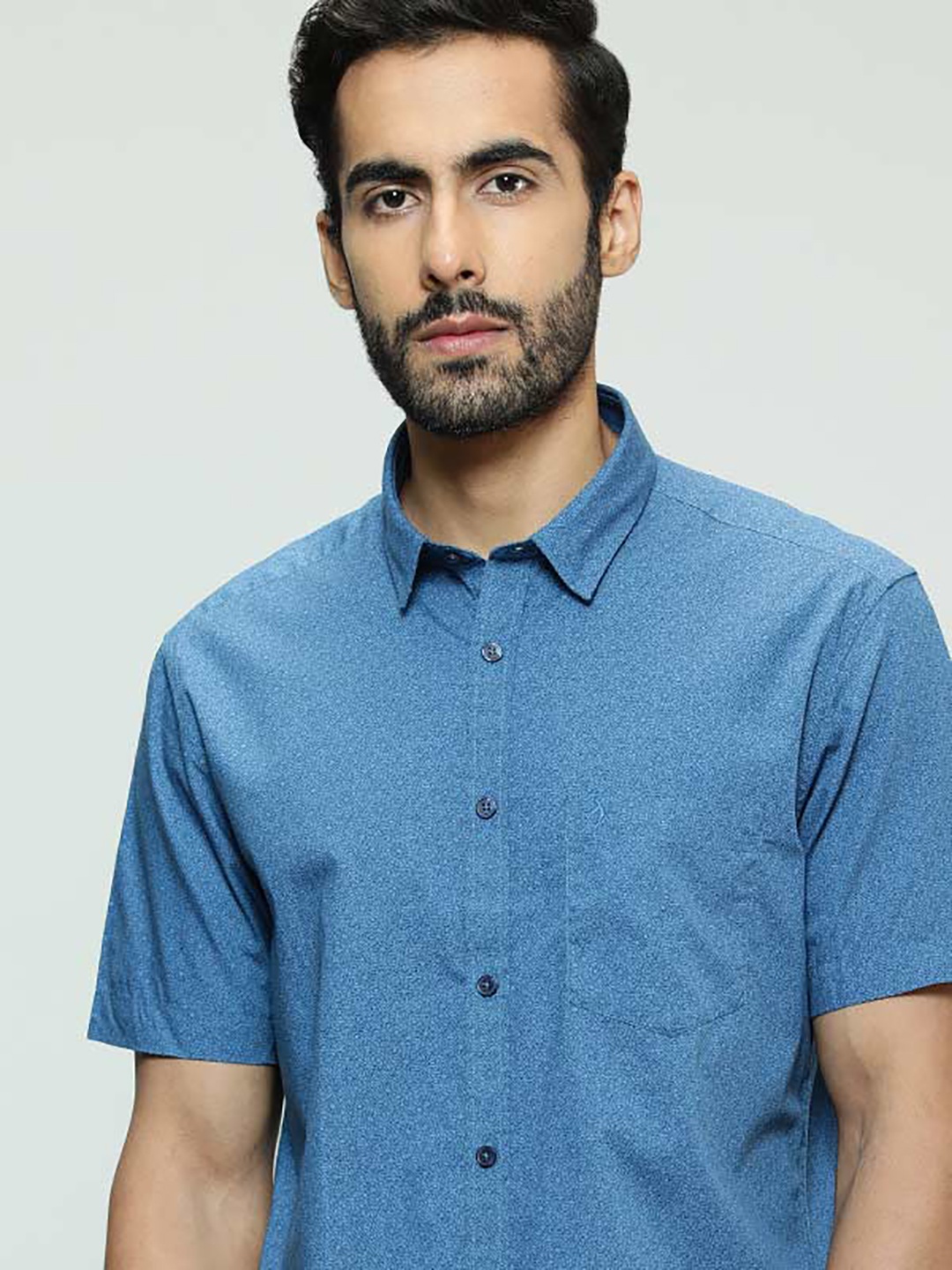 

Indian Terrain Micro Ditsy Printed Pure Cotton Casual Shirt, Blue