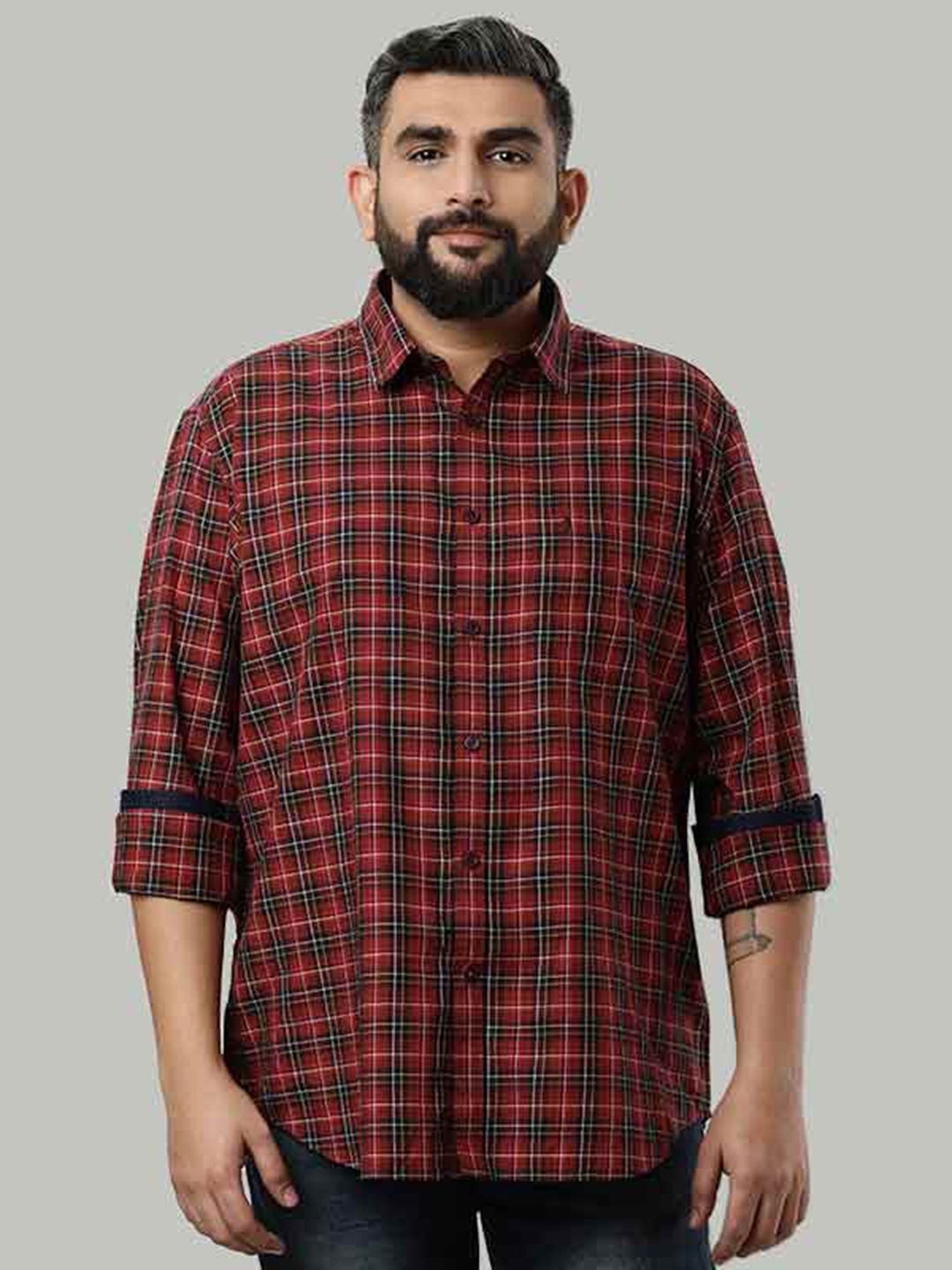 

Indian Terrain Tartan Checks Pure Cotton Casual Shirt, Red