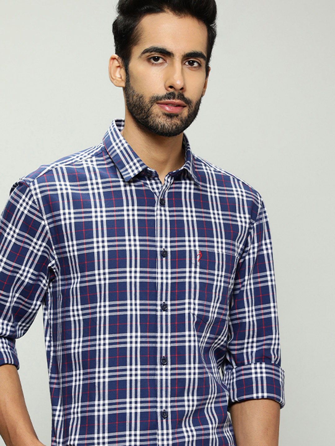 

Indian Terrain Tartan Checked Pure Cotton Casual Shirt, Blue