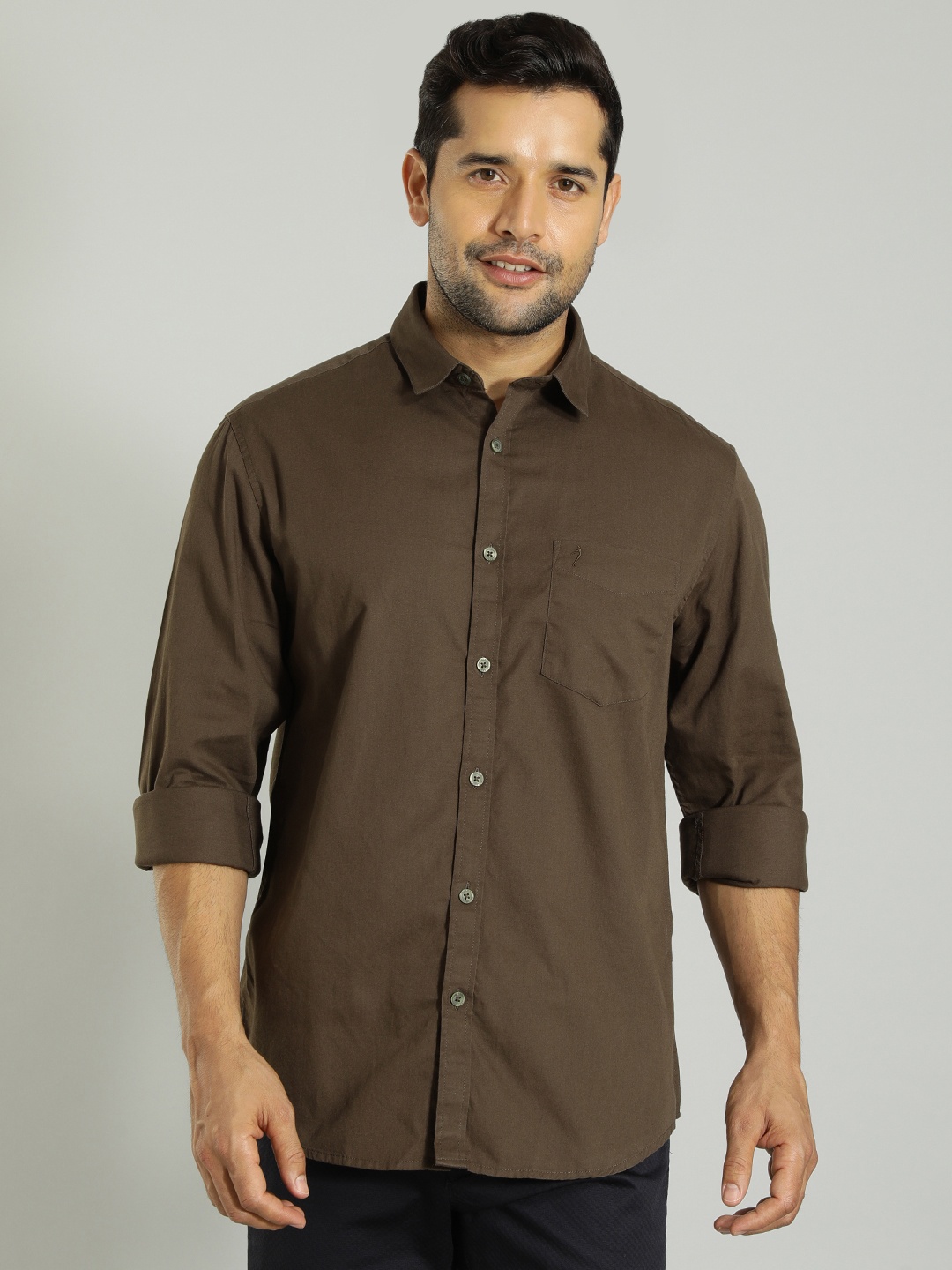 

Indian Terrain Long Sleeves Pure Cotton Casual Shirt, Green