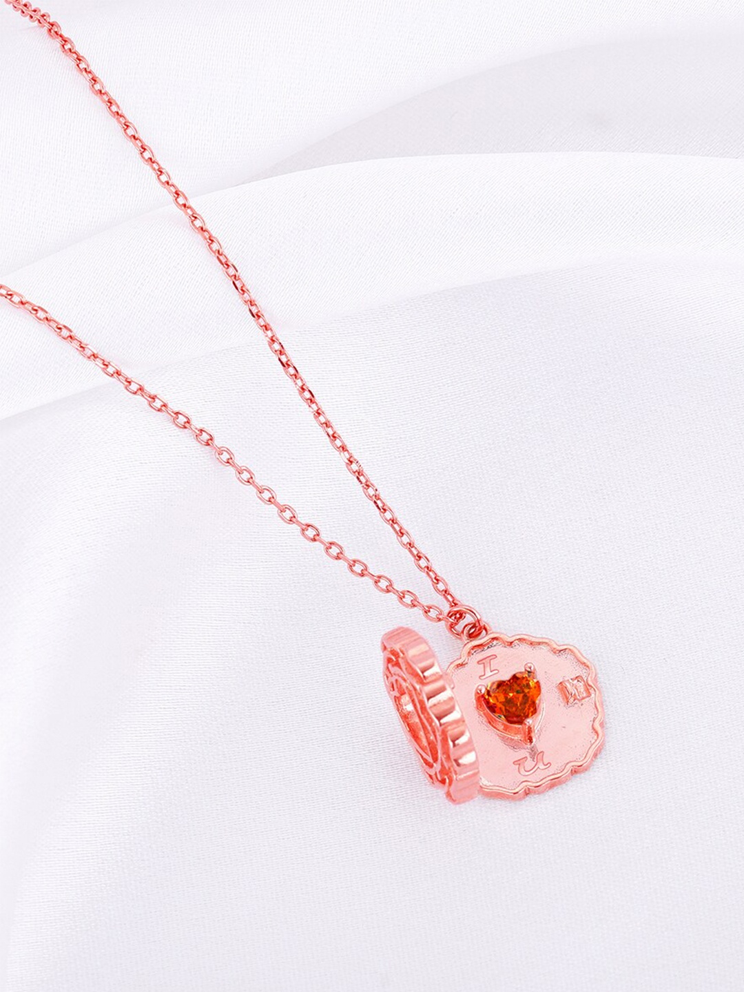 

GIVA Rose Gold-Plated Stone-Studded 925 Sterling Silver Floral Pendants with Chains
