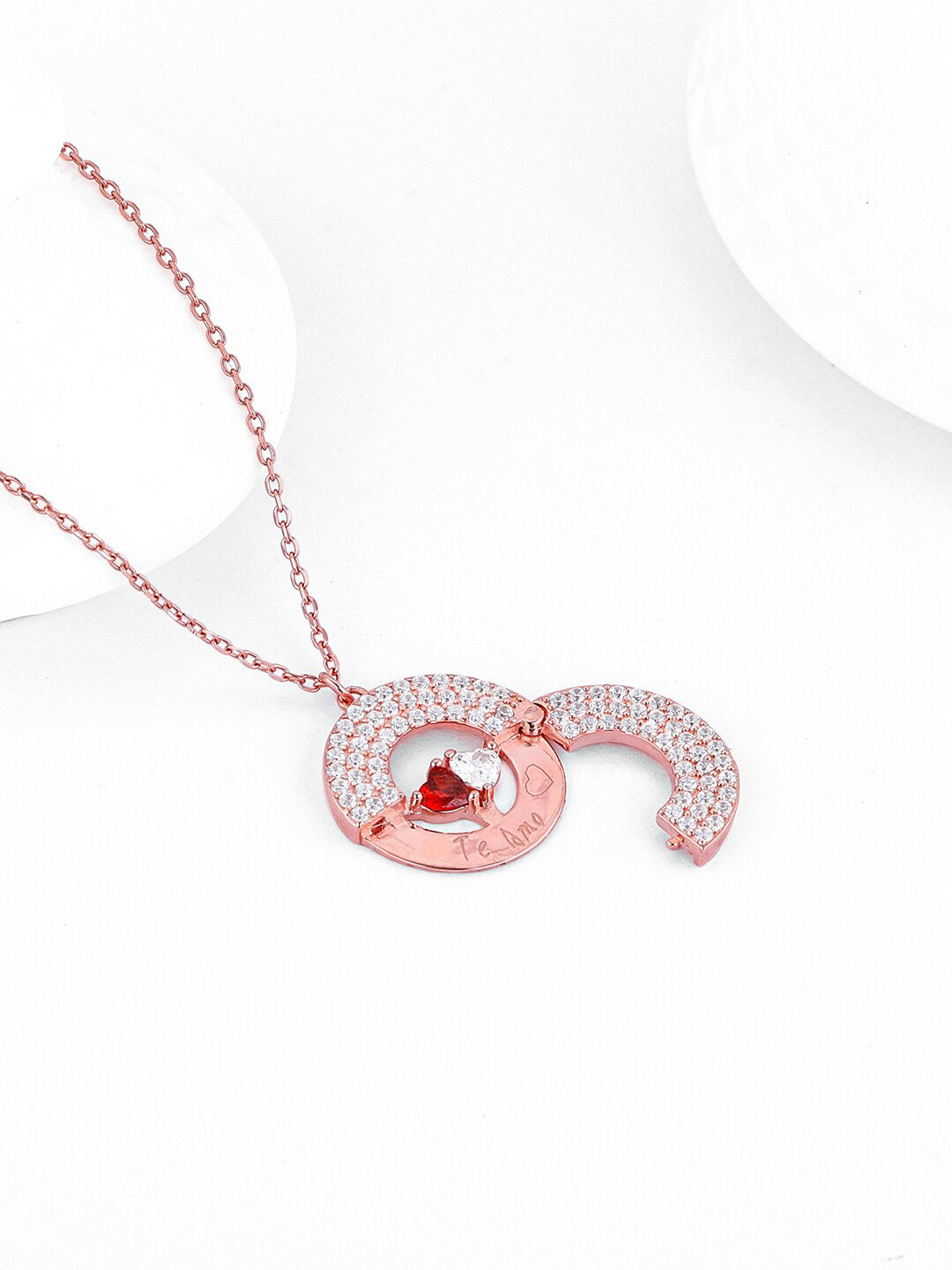 

GIVA 925 Sterling Silver Rose Gold-Plated Circular Pendant With Chain