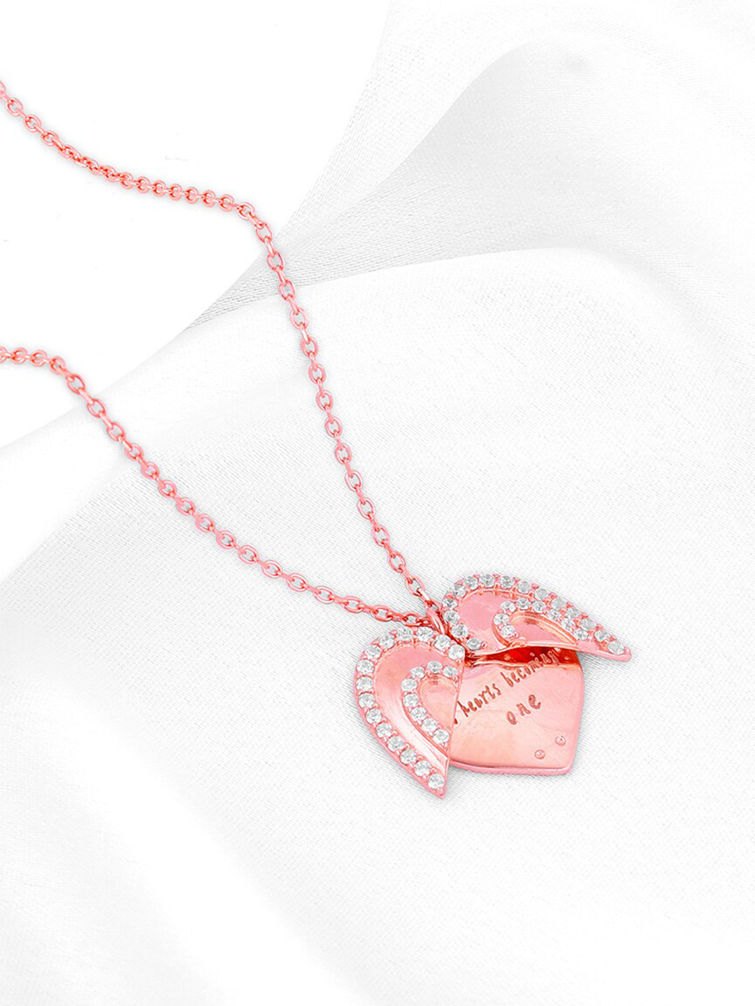 

GIVA 925 Sterling Silver Rose Gold-Plated CZ-Studded Heart Pendant With Chain