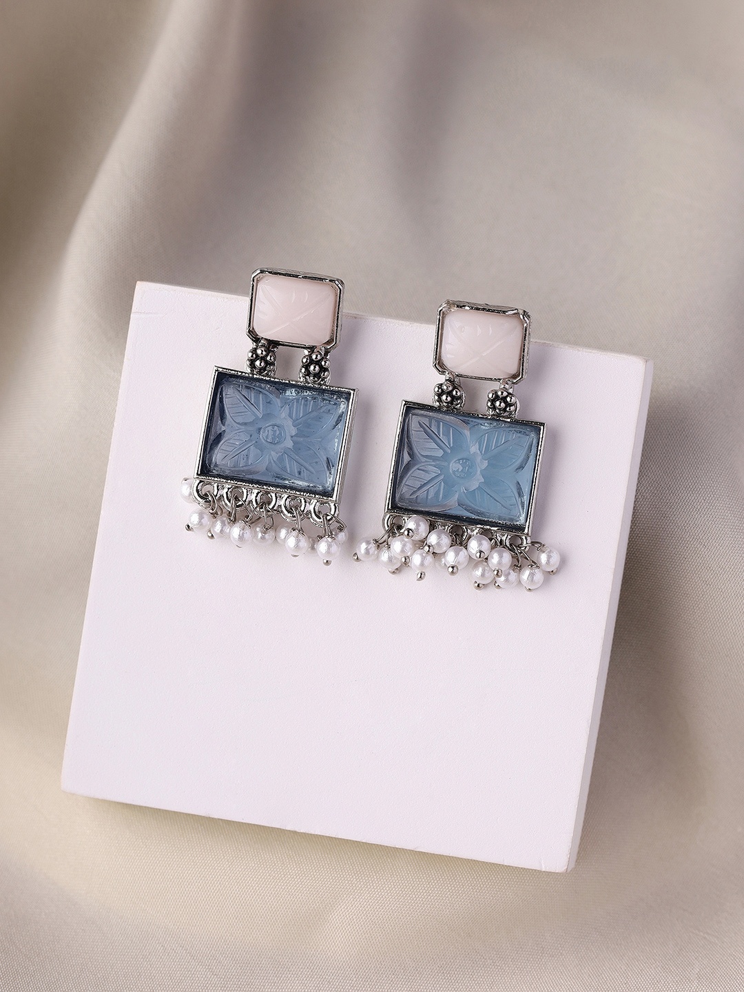 

Priyaasi Silver-Plated Rectangular Shaped Drop Earrings