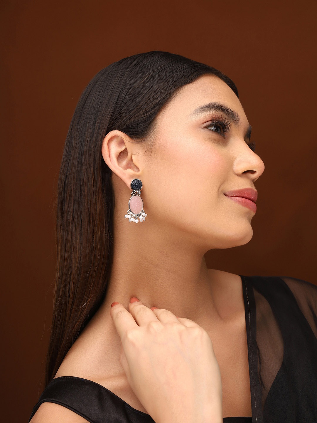 

Priyaasi Silver-Plated Contemporary Drop Earrings