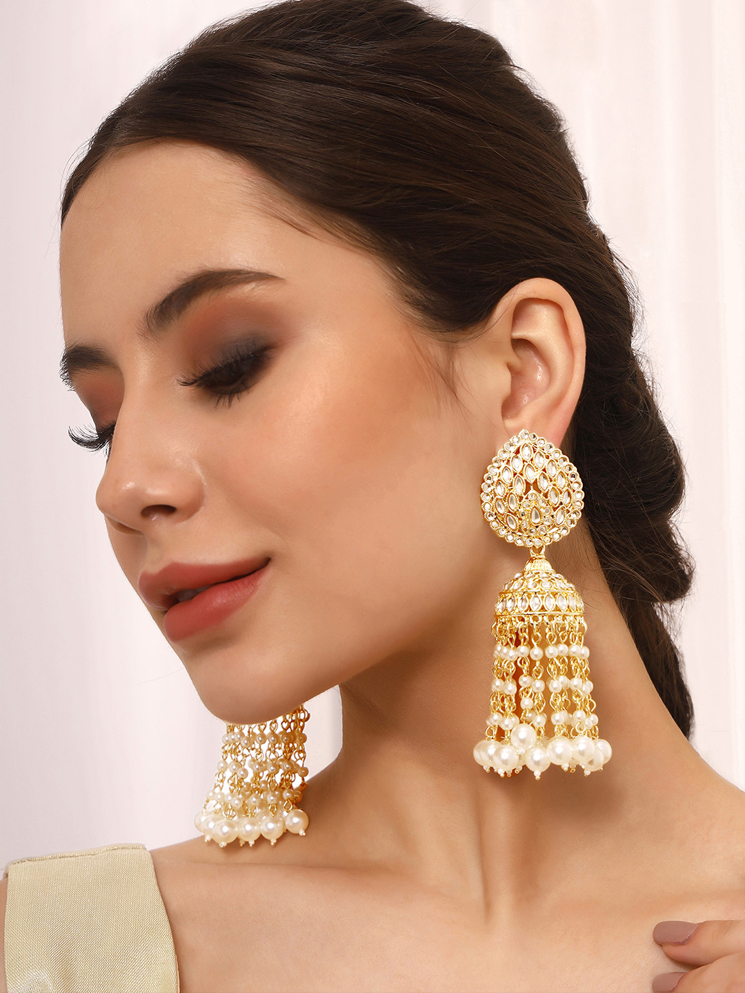 

Priyaasi Gold-Plated Contemporary Jhumkas Earrings