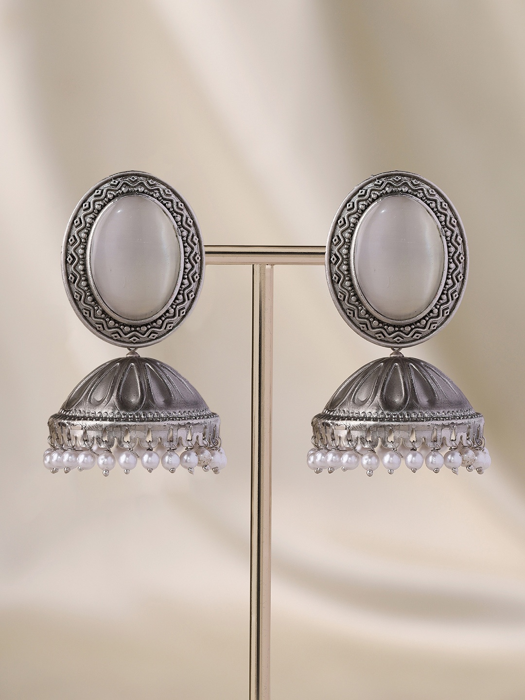 

Priyaasi Silver-Plated Dome Shaped Jhumkas