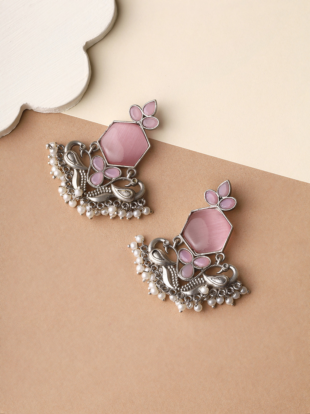 

Priyaasi Silver-Plated Brass Contemporary Drop Earrings