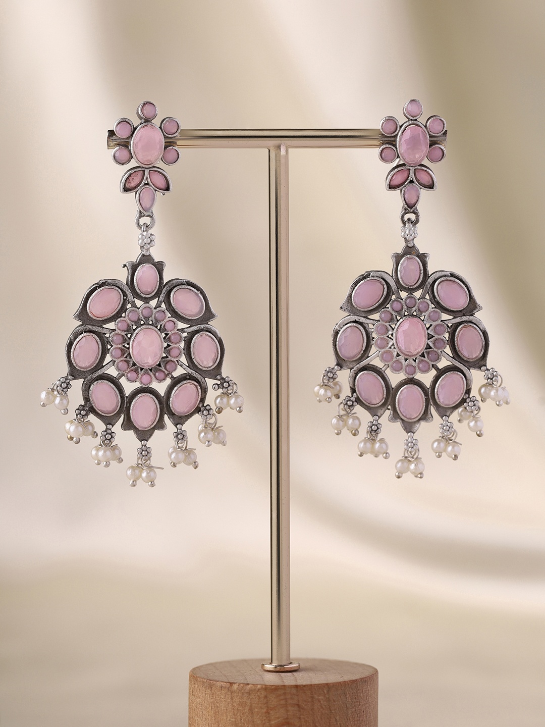 

Priyaasi Silver-Plated Contemporary Oxidized Drop Earrings