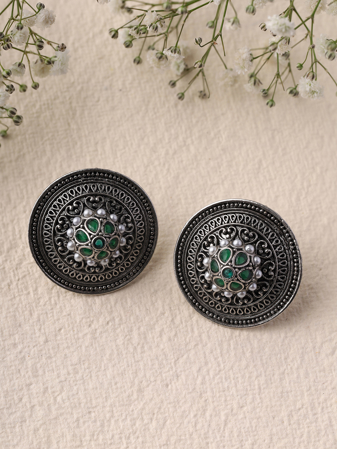 

Priyaasi Silver Plated Contemporary Stud Earrings