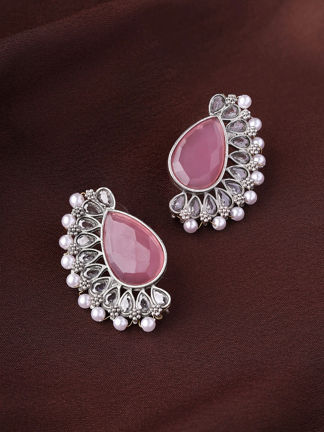 

Priyaasi Gold-Plated Contemporary Kundan-Studded Studs Earrings