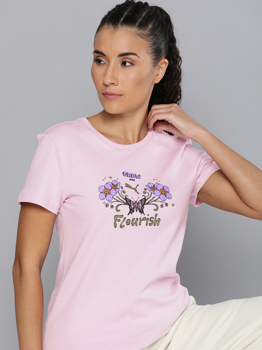 

Puma Printed Pure Cotton T-shirt, Purple