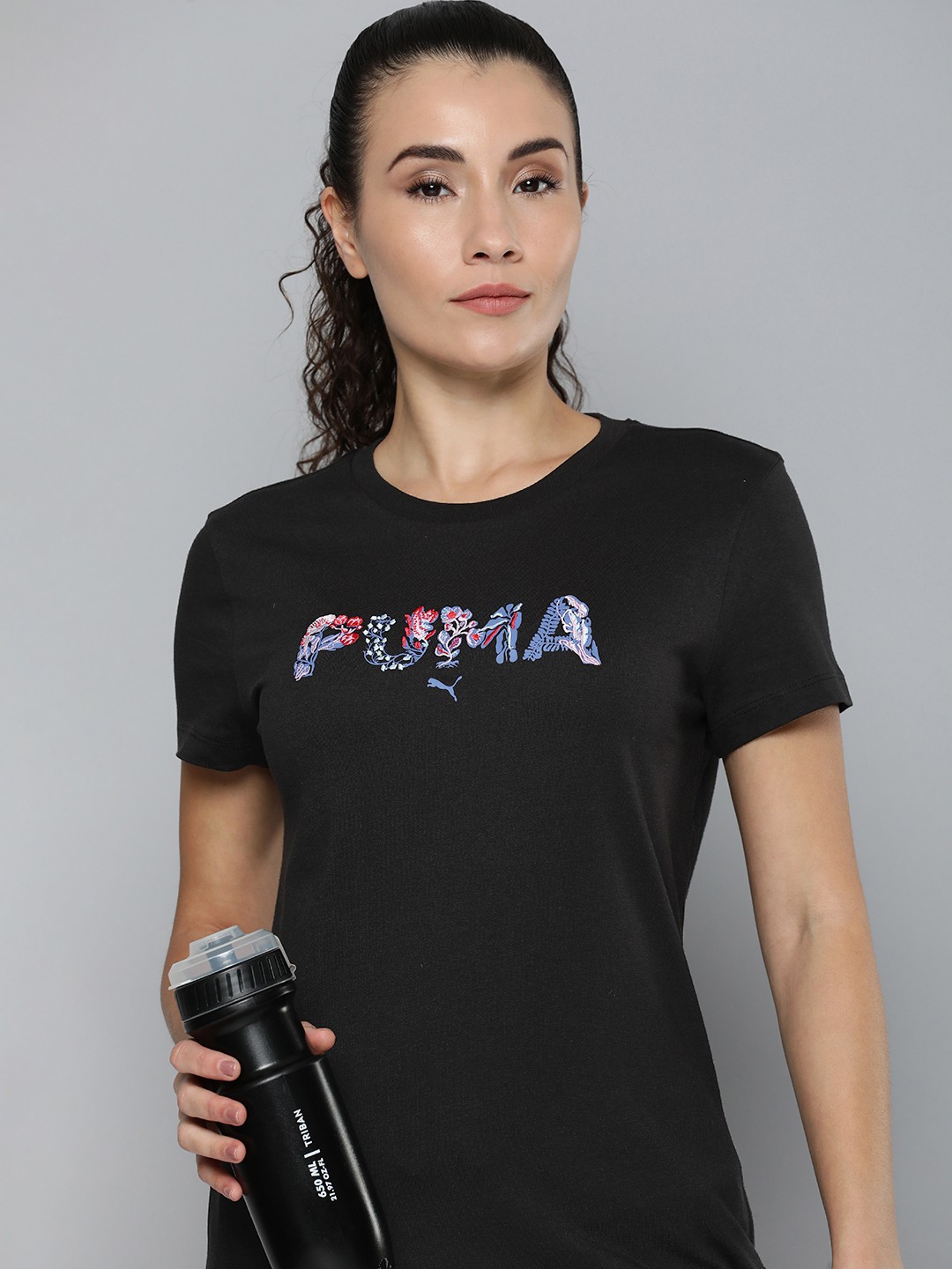 

Puma Pure Cotton Brand Logo Embroidered Outdoor T-shirt, Black