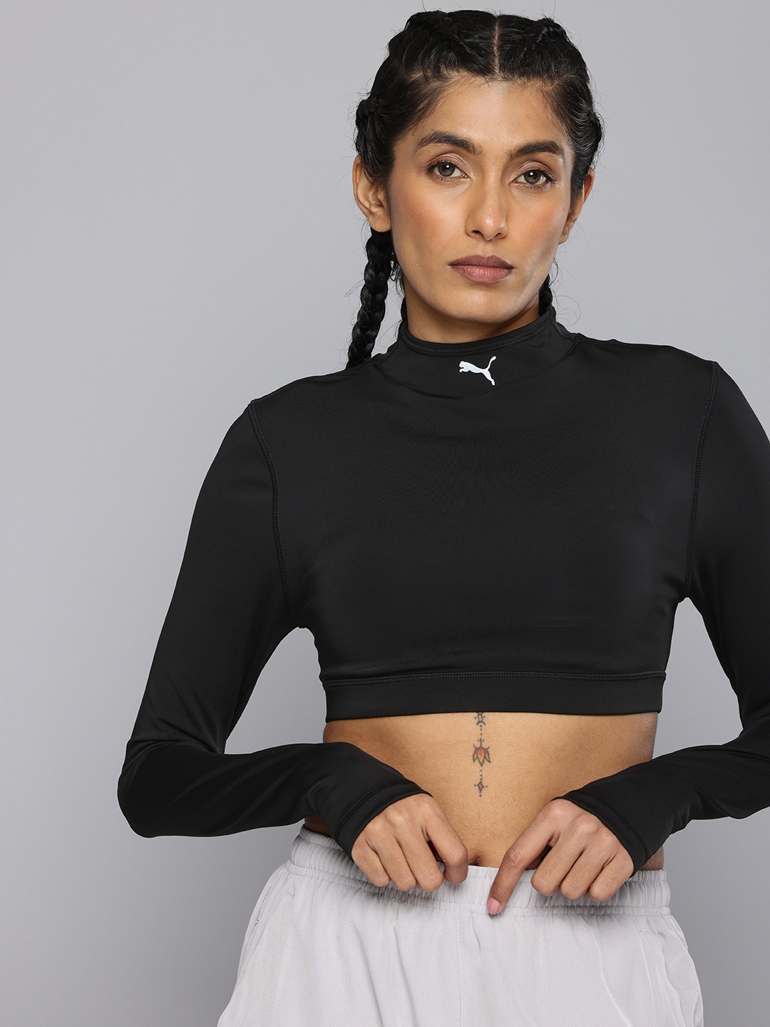 

Puma Modest Long Sleeve Padded DryCell Training Crop T-shirt, Black