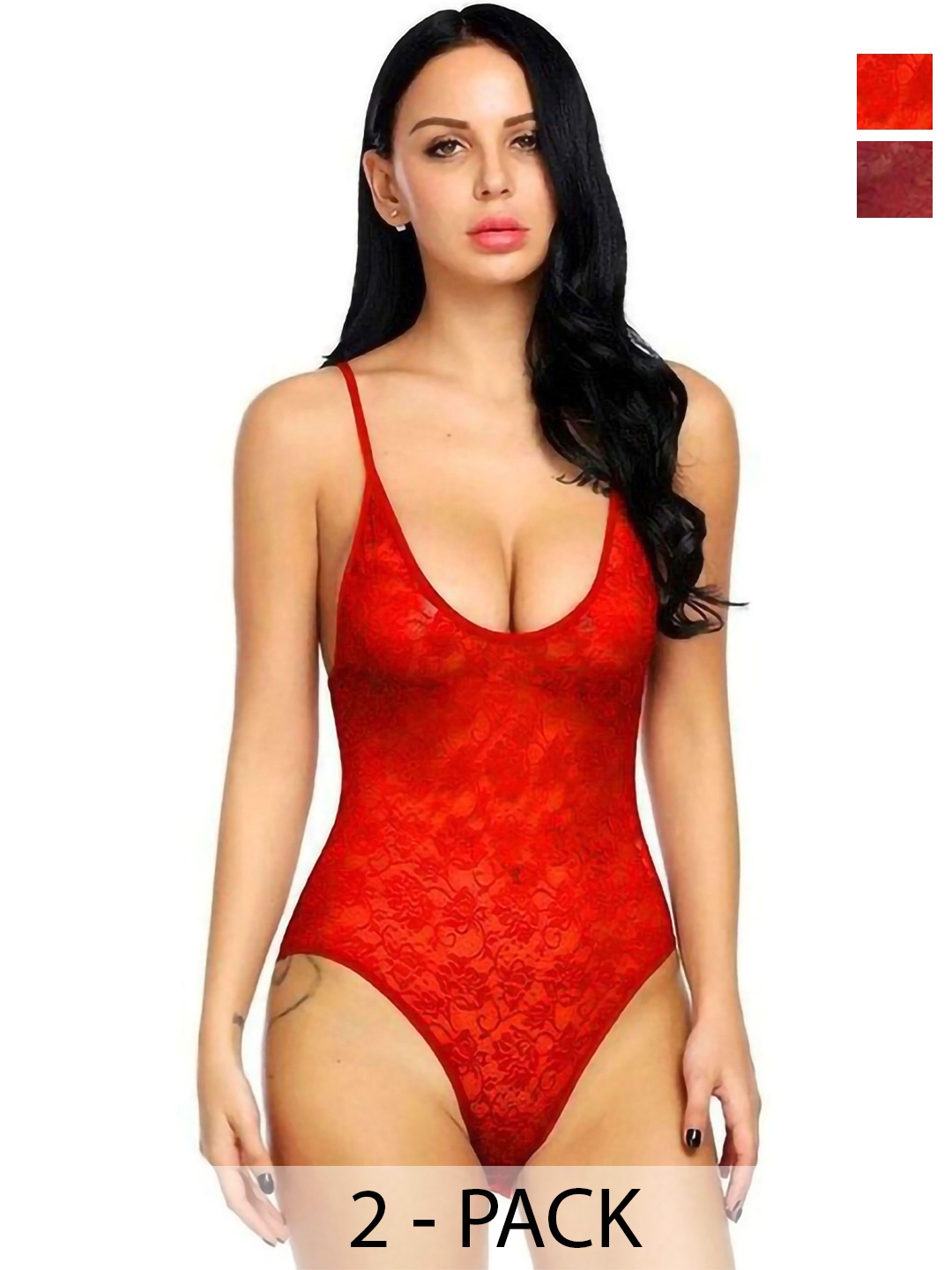 

PIBU Pack Of 2 Self Design Shoulder Straps Net Baby Doll, Red