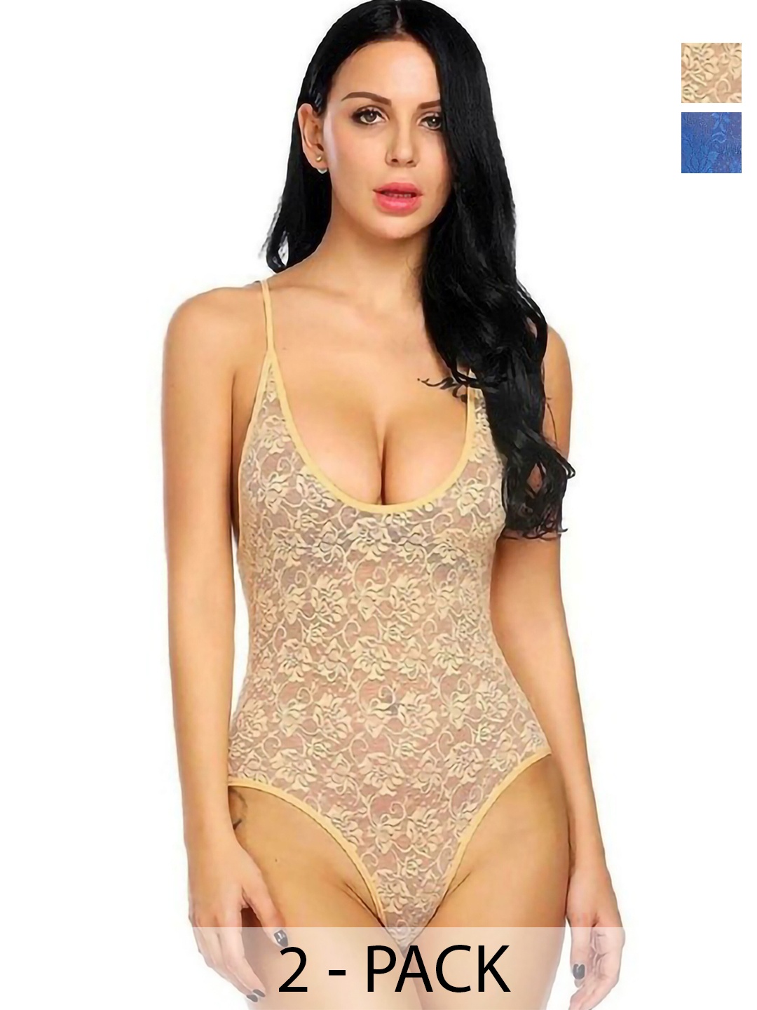 

PIBU Pack Of 2 Self Design Shoulder Straps Net Baby Doll, Beige