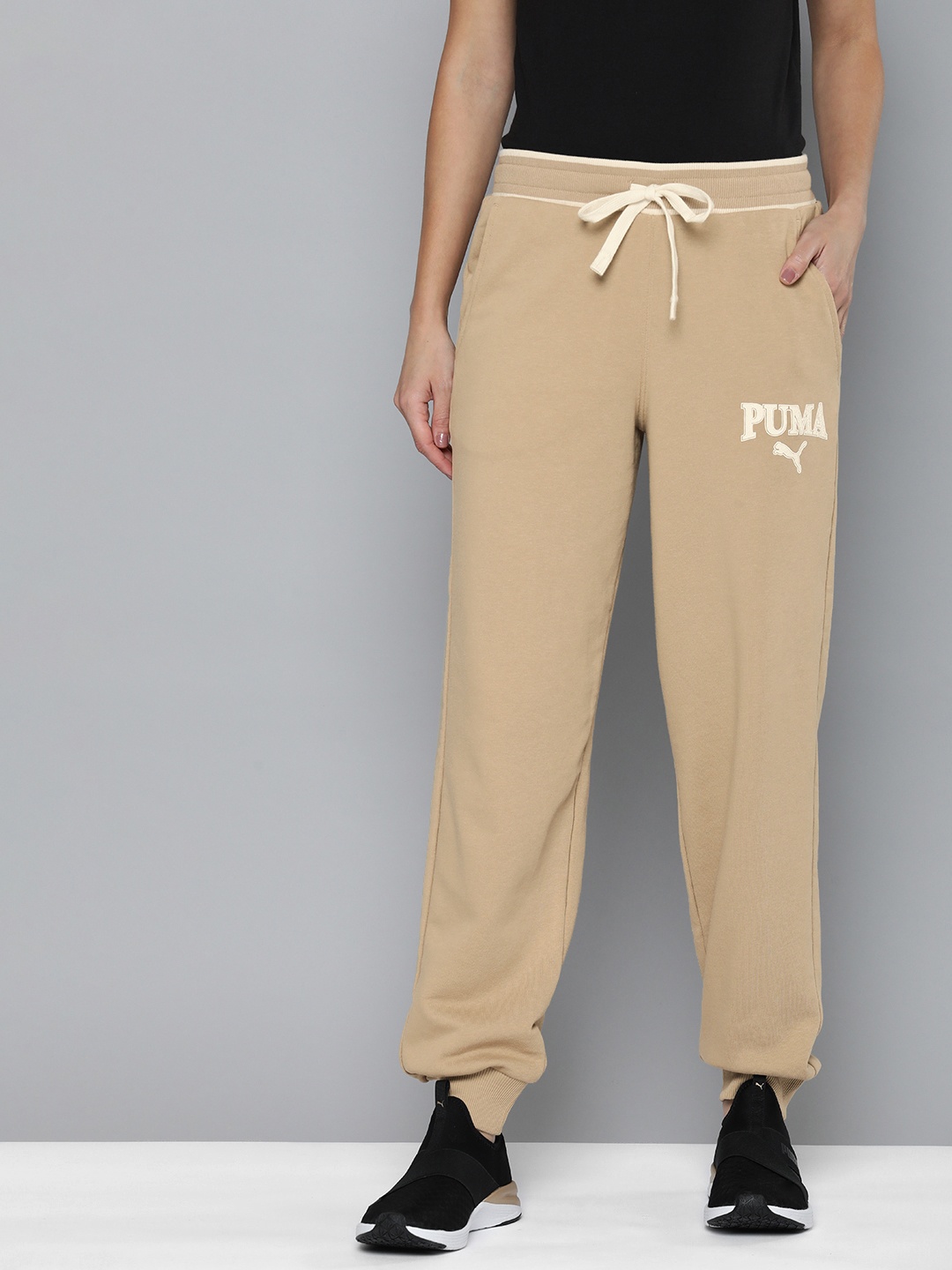 

PUMA Women Squad Straight Fit Mid Rise Outdoor Joggers Track Pants, Beige